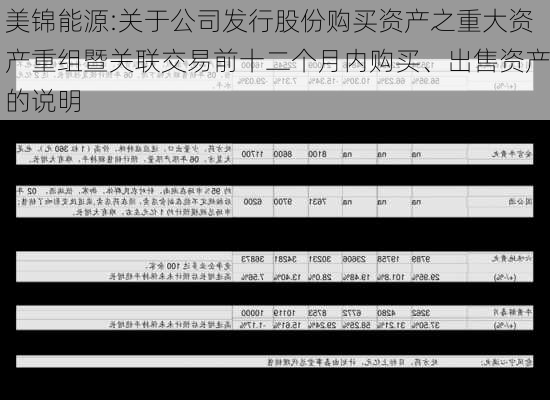 美锦能源:关于公司发行股份购买资产之重大资产重组暨关联交易前十二个月内购买、出售资产的说明