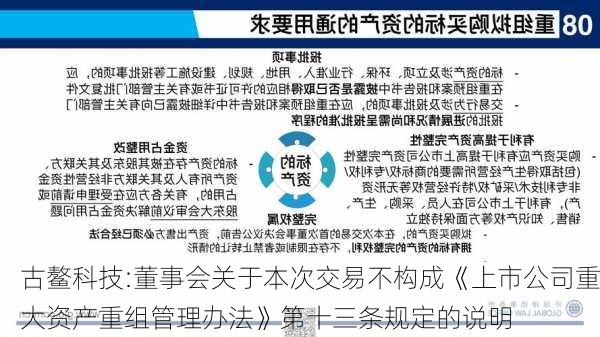 古鳌科技:董事会关于本次交易不构成《上市公司重大资产重组管理办法》第十三条规定的说明