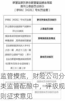 监管摸底，财险公司分类监管酝酿中，评级规则征求意见