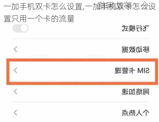 一加手机双卡怎么设置,一加手机双卡怎么设置只用一个卡的流量