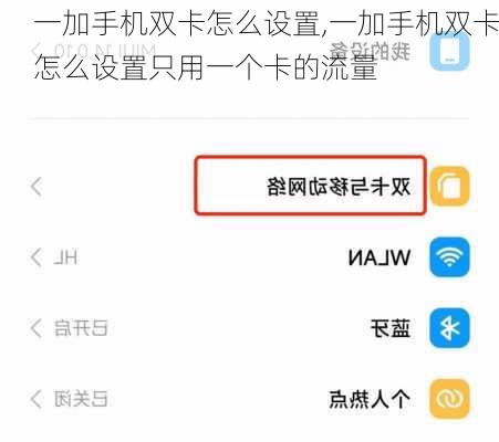 一加手机双卡怎么设置,一加手机双卡怎么设置只用一个卡的流量