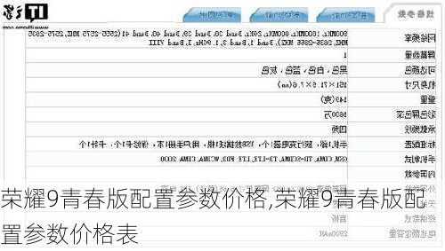 荣耀9青春版配置参数价格,荣耀9青春版配置参数价格表