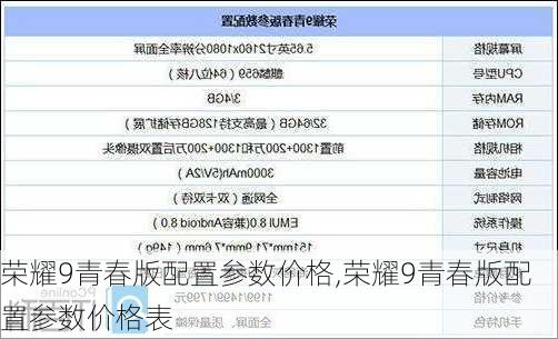 荣耀9青春版配置参数价格,荣耀9青春版配置参数价格表