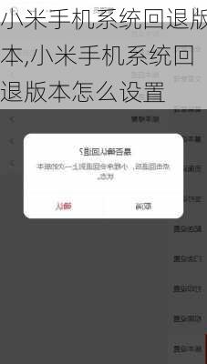 小米手机系统回退版本,小米手机系统回退版本怎么设置