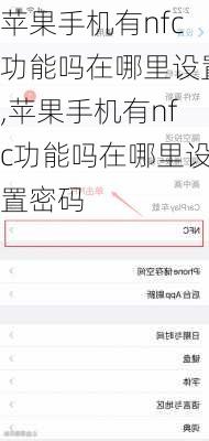 苹果手机有nfc功能吗在哪里设置,苹果手机有nfc功能吗在哪里设置密码