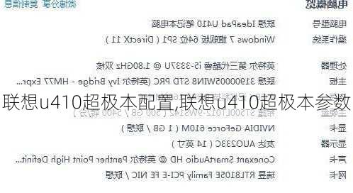 联想u410超极本配置,联想u410超极本参数