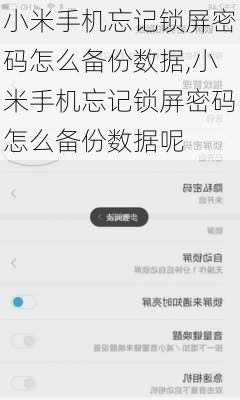 小米手机忘记锁屏密码怎么备份数据,小米手机忘记锁屏密码怎么备份数据呢