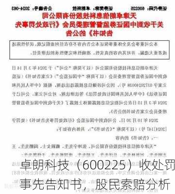 卓朗科技（600225）收处罚事先告知书，股民索赔分析