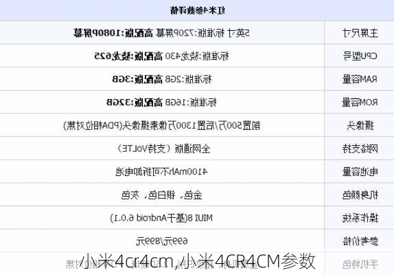 小米4cr4cm,小米4CR4CM参数