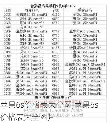 苹果6s价格表大全图,苹果6s价格表大全图片