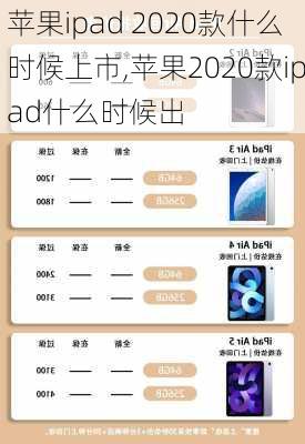 苹果ipad 2020款什么时候上市,苹果2020款ipad什么时候出