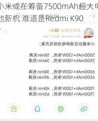 小米或在筹备7500mAh超大电池新机 难道是Redmi K90？