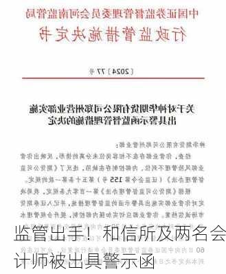 监管出手！和信所及两名会计师被出具警示函