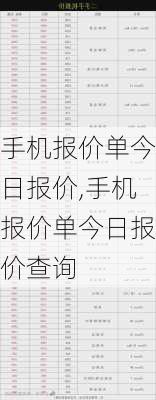 手机报价单今日报价,手机报价单今日报价查询