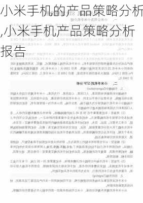 小米手机的产品策略分析,小米手机产品策略分析报告