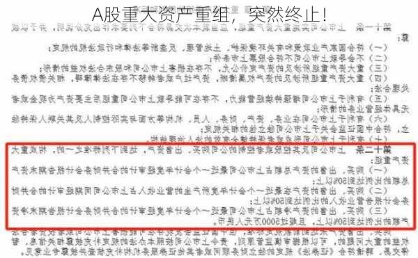 A股重大资产重组，突然终止！