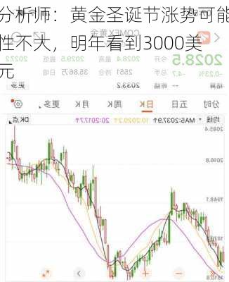 分析师：黄金圣诞节涨势可能性不大，明年看到3000美元