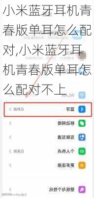 小米蓝牙耳机青春版单耳怎么配对,小米蓝牙耳机青春版单耳怎么配对不上