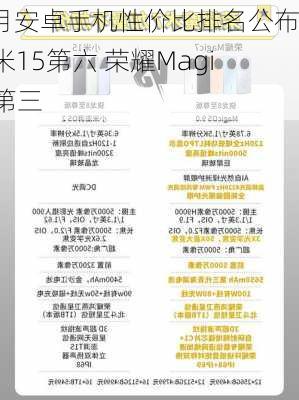 11月安卓手机性价比排名公布 小米15第六 荣耀Magic 7第三