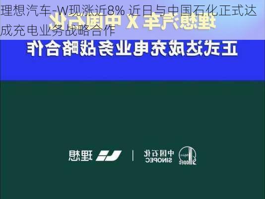 理想汽车-W现涨近8% 近日与中国石化正式达成充电业务战略合作